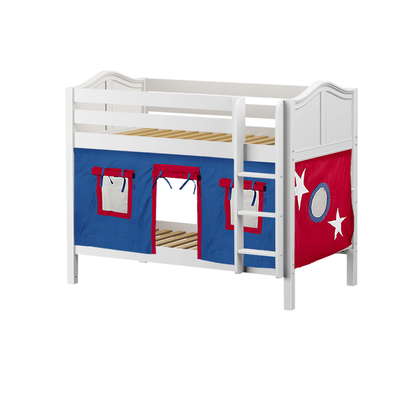 Maxtrix Twin Low Bunk Bed with Straight Ladder + Curtain