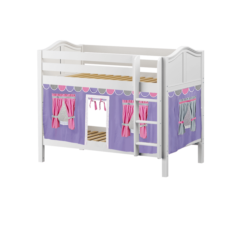 Maxtrix Twin Low Bunk Bed with Straight Ladder + Curtain