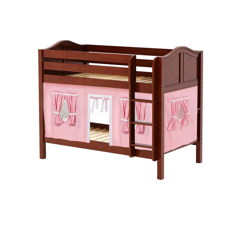 Maxtrix Twin Low Bunk Bed with Straight Ladder + Curtain