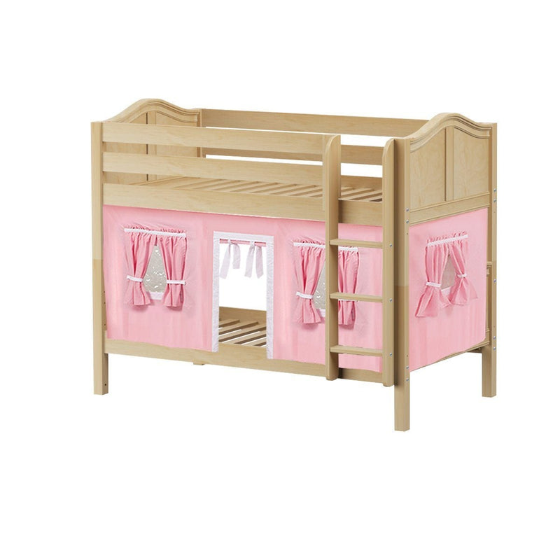 Maxtrix Twin Low Bunk Bed with Straight Ladder + Curtain