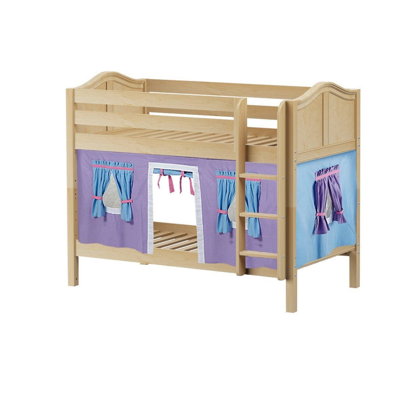 Maxtrix Twin Low Bunk Bed with Straight Ladder + Curtain