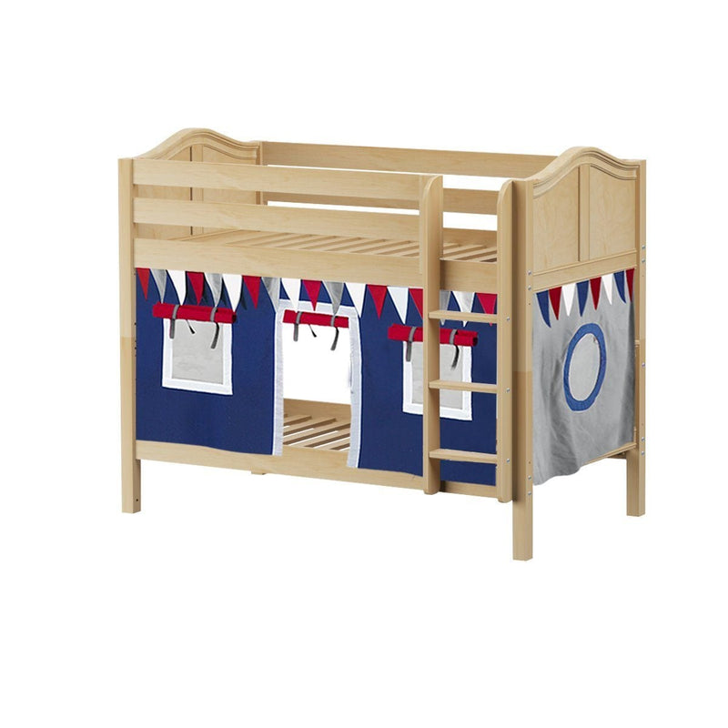 Maxtrix Twin Low Bunk Bed with Straight Ladder + Curtain