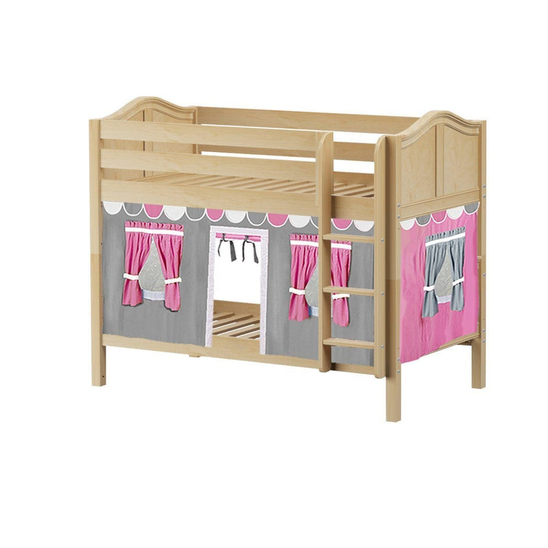 Maxtrix Twin Low Bunk Bed with Straight Ladder + Curtain