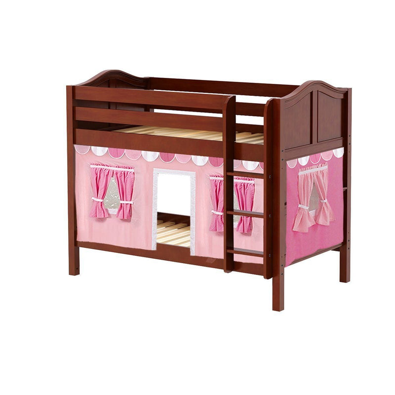 Maxtrix Twin Low Bunk Bed with Straight Ladder + Curtain