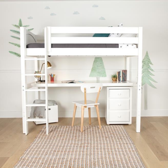 Maxtrix Twin High Loft Bed with Straight Ladder + Desk