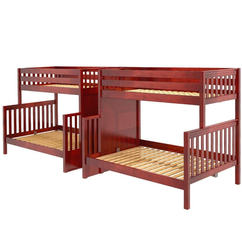 Maxtrix Twin over Full Quadruple Bunk Bed with Stairs