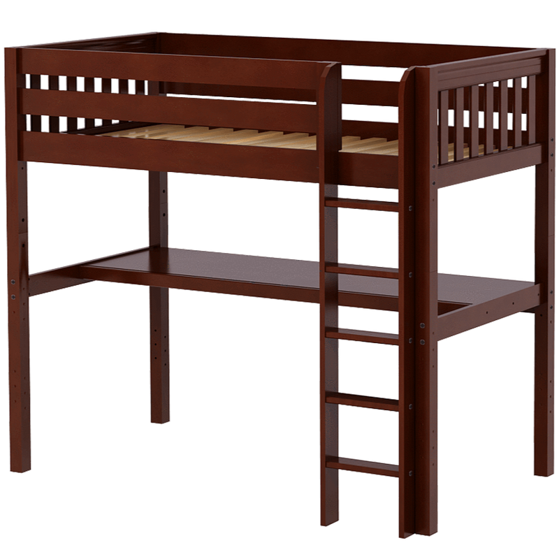 Maxtrix Twin High Loft Bed with Straight Ladder + Desk