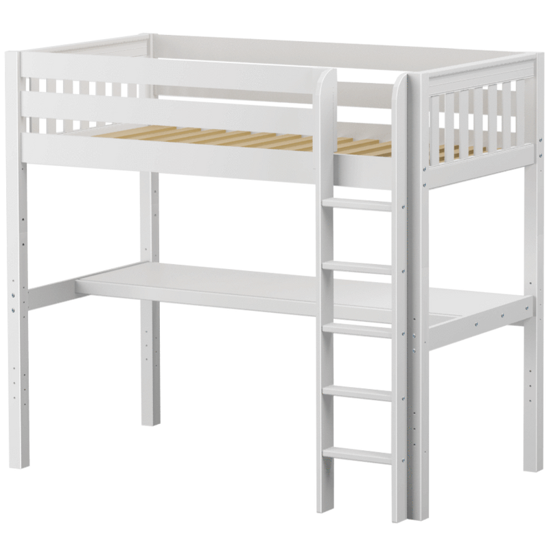 Maxtrix Twin High Loft Bed with Straight Ladder + Desk