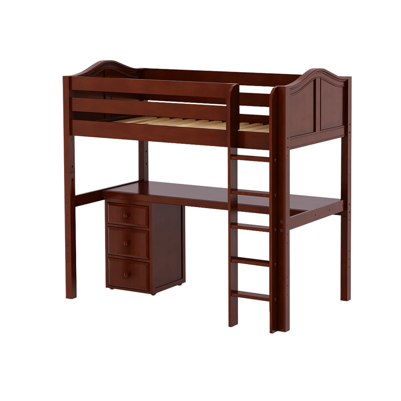 Maxtrix Twin High Loft Bed with Straight Ladder + Desk