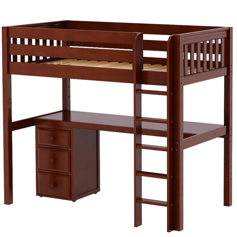 Maxtrix Twin XL High Loft Bed with Straight Ladder + Desk