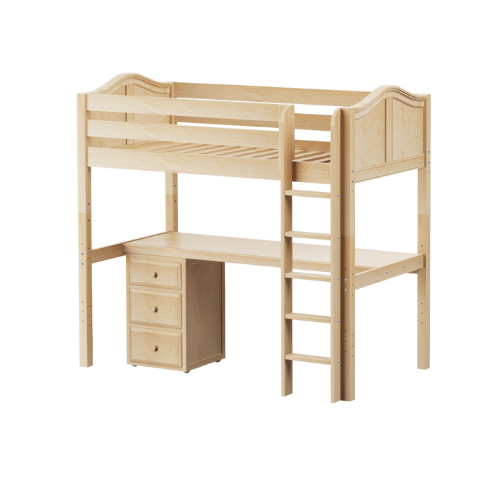 Maxtrix Twin High Loft Bed with Straight Ladder + Desk