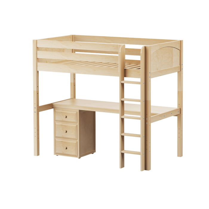 Maxtrix Twin High Loft Bed with Straight Ladder + Desk