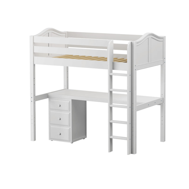 Maxtrix Twin High Loft Bed with Straight Ladder + Desk