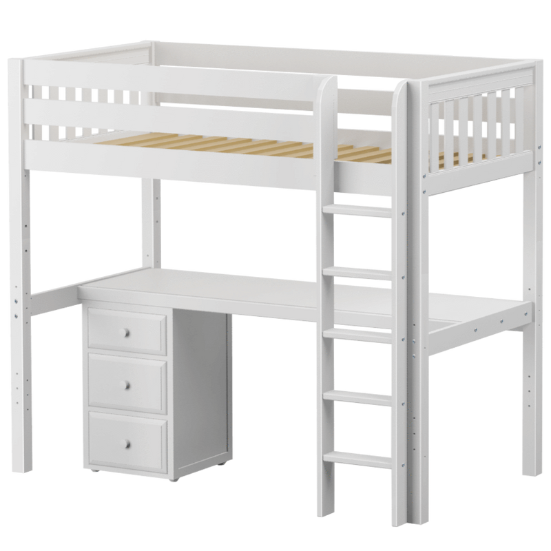 Maxtrix Twin XL High Loft Bed with Straight Ladder + Desk
