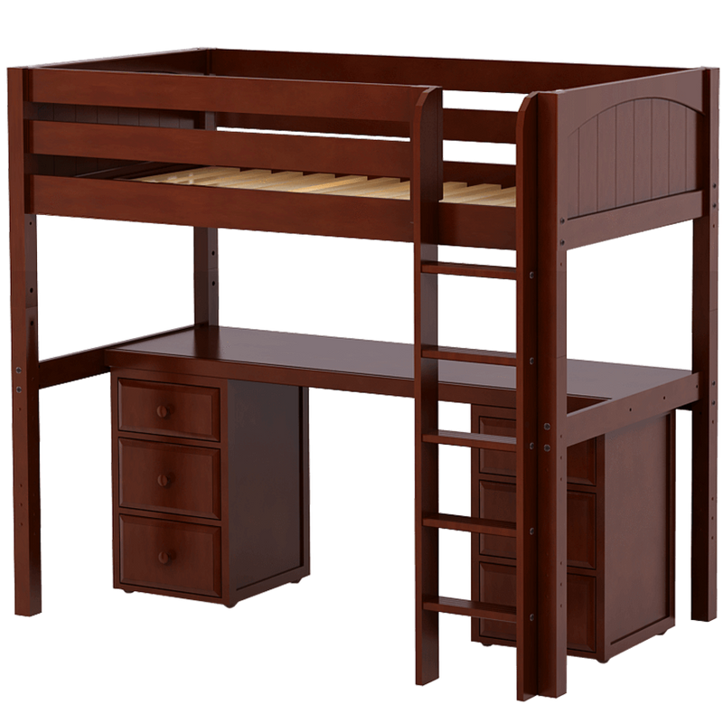 Maxtrix Twin High Loft Bed with Straight Ladder + Desk