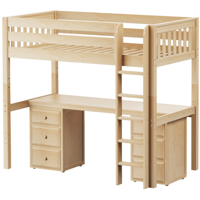 Maxtrix Twin High Loft Bed with Straight Ladder + Desk