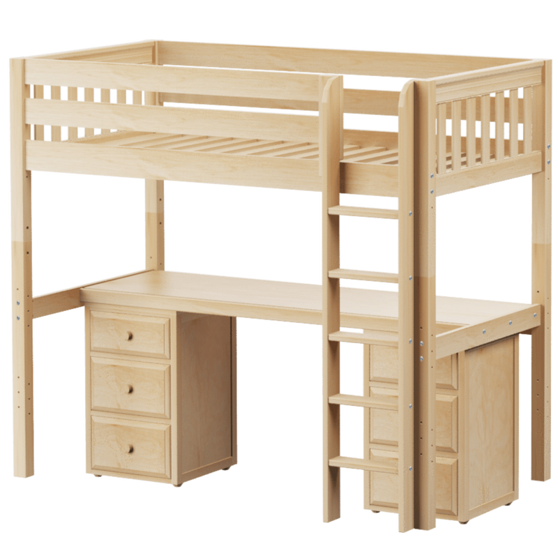 Maxtrix Twin XL High Loft Bed with Straight Ladder + Desk