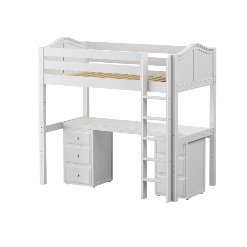 Maxtrix Twin High Loft Bed with Straight Ladder + Desk