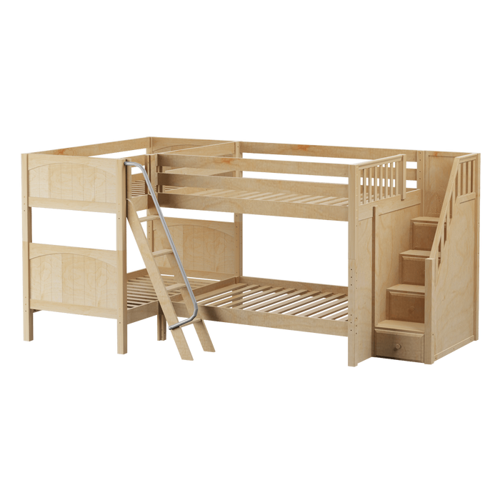 Maxtrix Full Medium Corner Bunk Bed with Ladder + Stairs - R