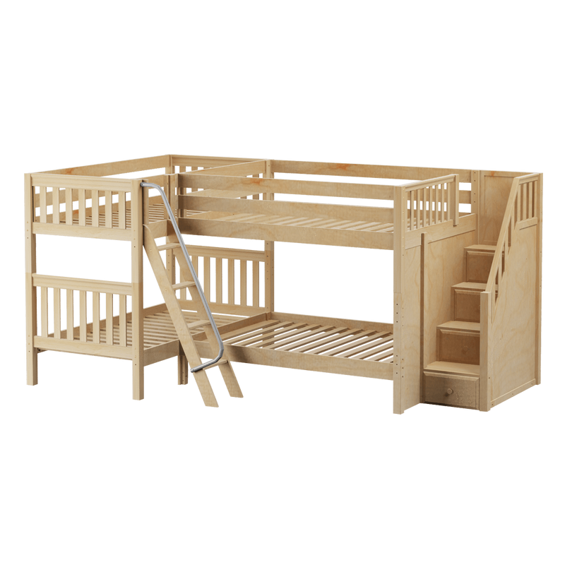 Maxtrix Full Medium Corner Bunk Bed with Ladder + Stairs - R