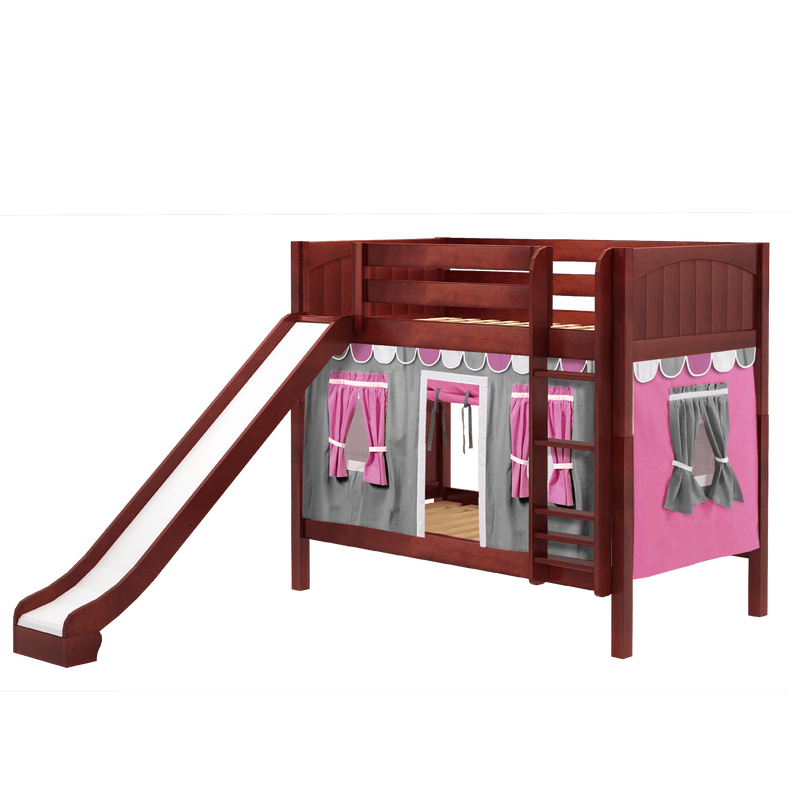 Maxtrix Twin Medium Bunk Bed with Straight Ladder, Curtain + Slide