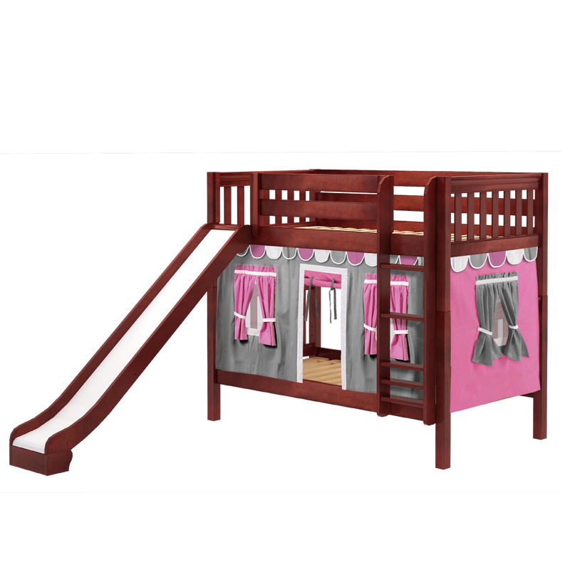Maxtrix Twin Medium Bunk Bed with Straight Ladder, Curtain + Slide