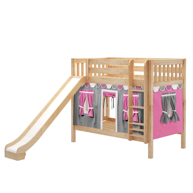 Maxtrix Twin Medium Bunk Bed with Straight Ladder, Curtain + Slide
