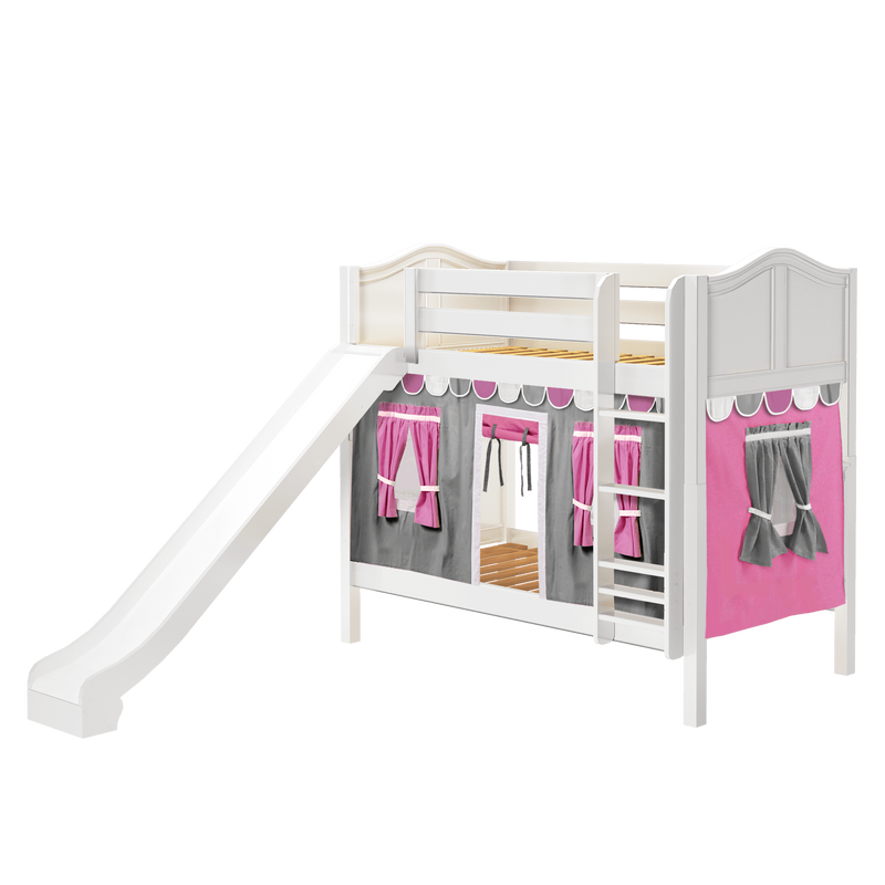 Maxtrix Twin Medium Bunk Bed with Straight Ladder, Curtain + Slide