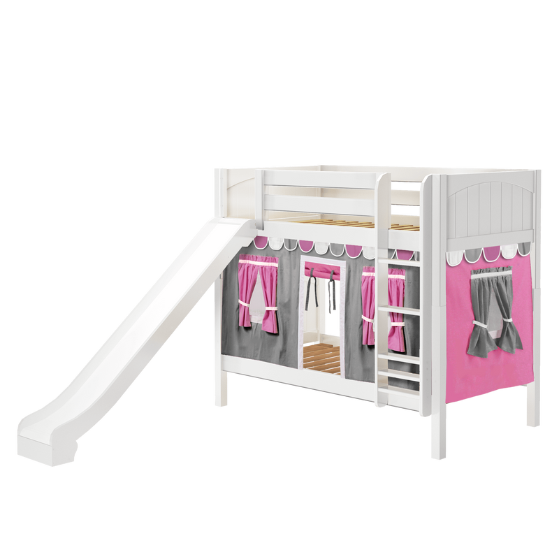 Maxtrix Twin Medium Bunk Bed with Straight Ladder, Curtain + Slide