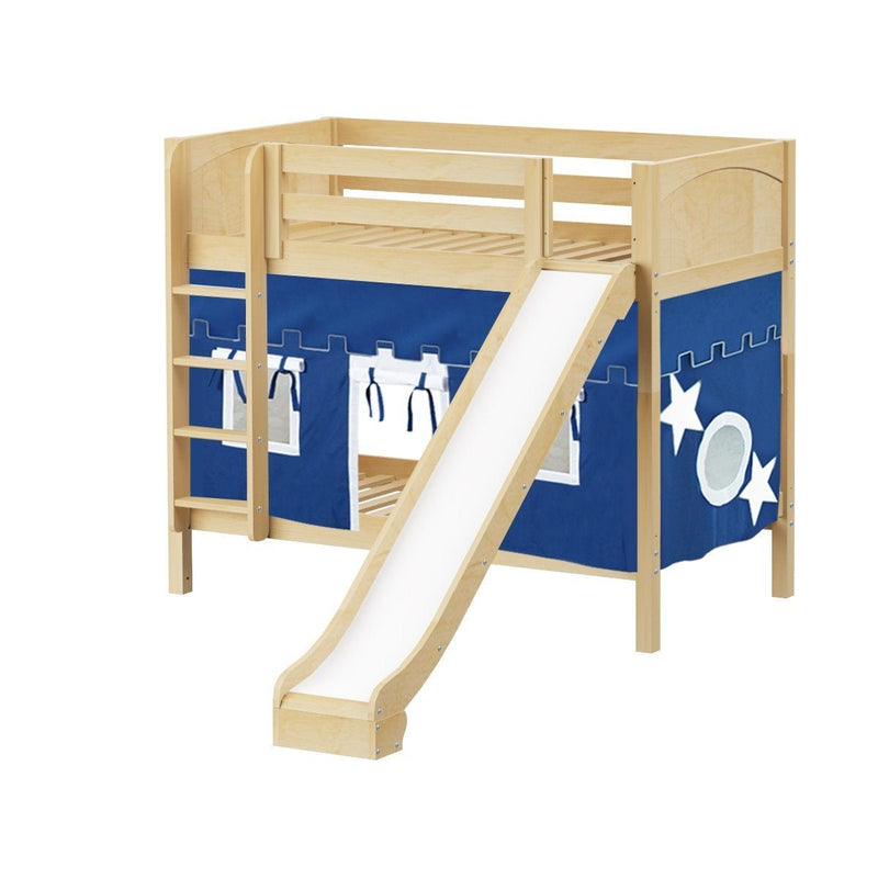 Maxtrix Twin Medium Bunk Bed with Straight Ladder, Curtain + Slide