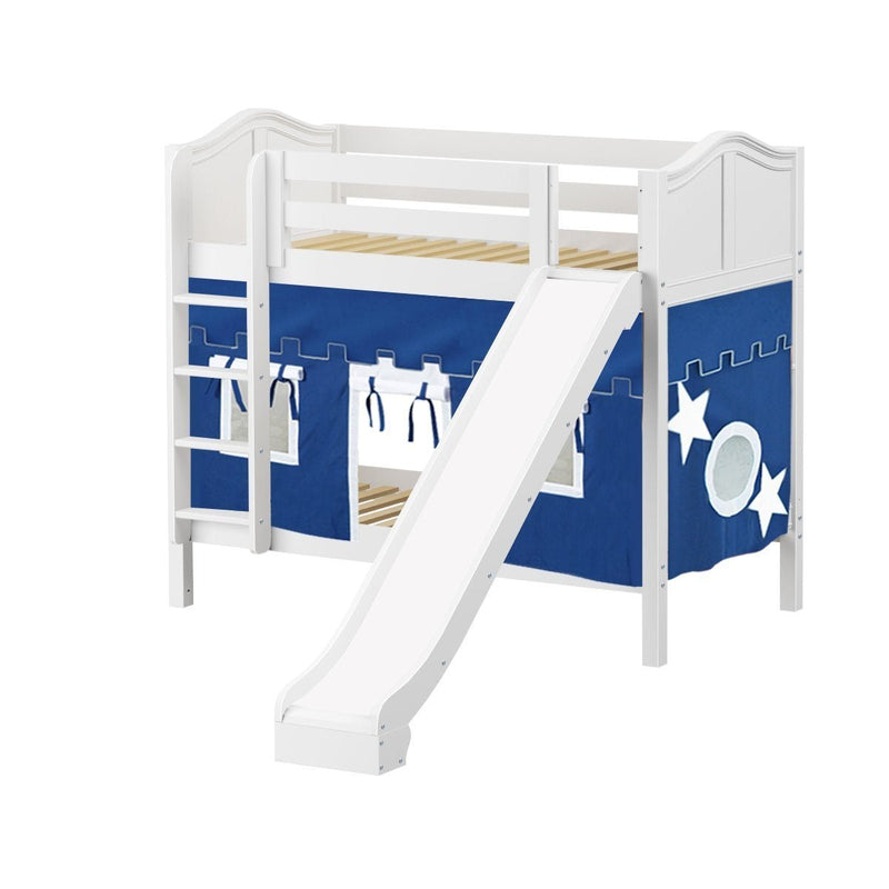 Maxtrix Twin Medium Bunk Bed with Straight Ladder, Curtain + Slide