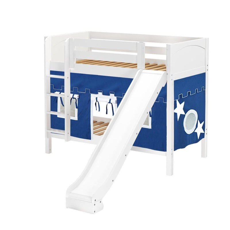 Maxtrix Twin Medium Bunk Bed with Straight Ladder, Curtain + Slide