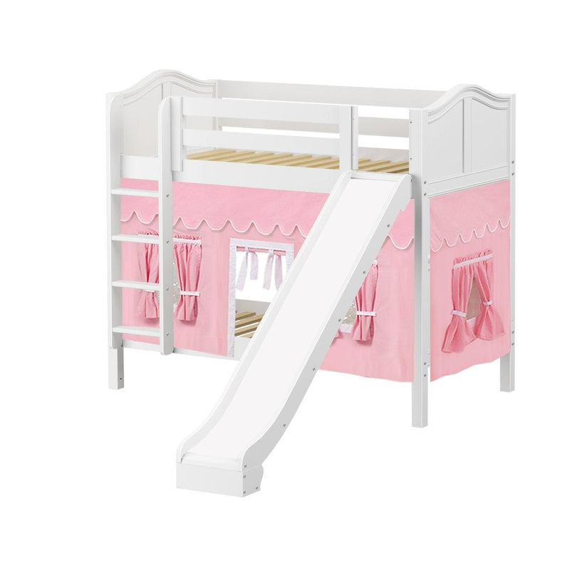 Maxtrix Twin Medium Bunk Bed with Straight Ladder, Curtain + Slide