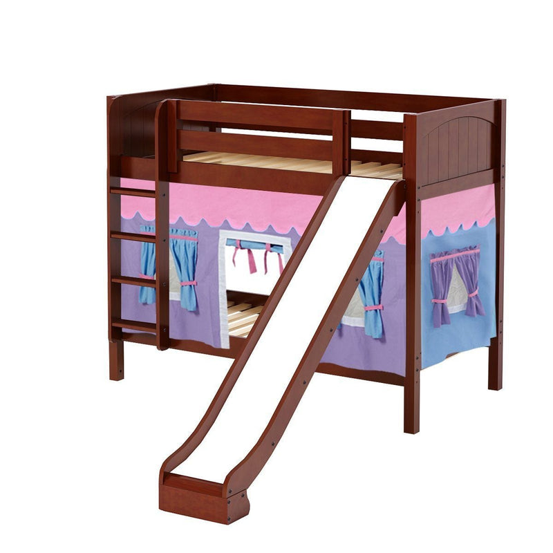 Maxtrix Twin Medium Bunk Bed with Straight Ladder, Curtain + Slide