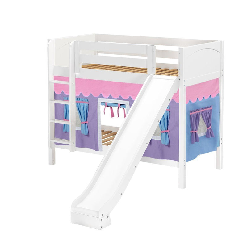 Maxtrix Twin Medium Bunk Bed with Straight Ladder, Curtain + Slide