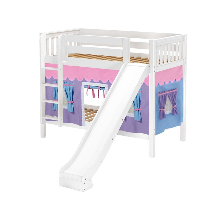 Maxtrix Twin Medium Bunk Bed with Straight Ladder, Curtain + Slide