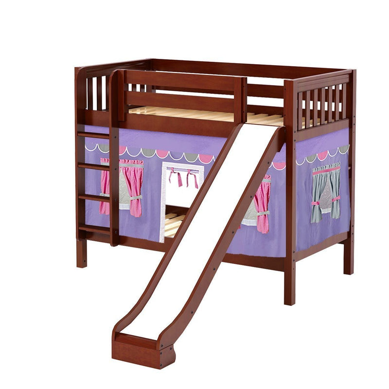 Maxtrix Twin Medium Bunk Bed with Straight Ladder, Curtain + Slide