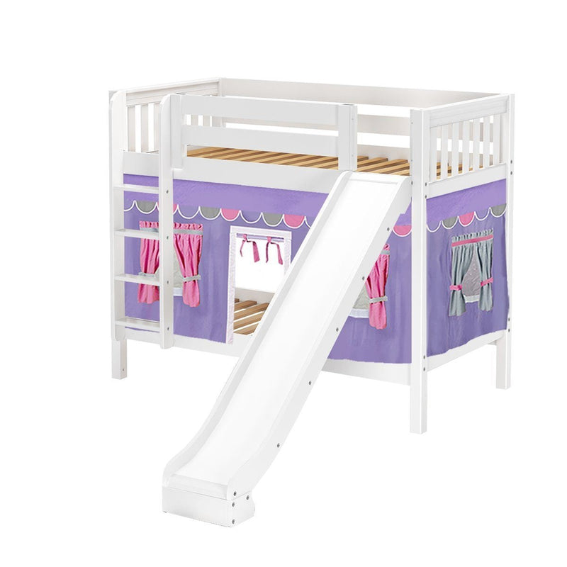 Maxtrix Twin Medium Bunk Bed with Straight Ladder, Curtain + Slide