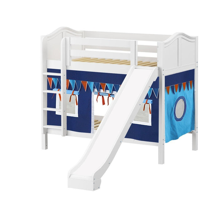 Maxtrix Twin Medium Bunk Bed with Straight Ladder, Curtain + Slide