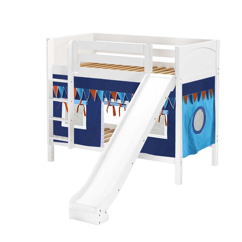 Maxtrix Twin Medium Bunk Bed with Straight Ladder, Curtain + Slide