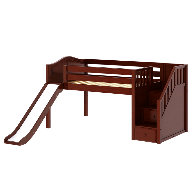 Maxtrix Full Low Loft Bed with Stairs + Slide