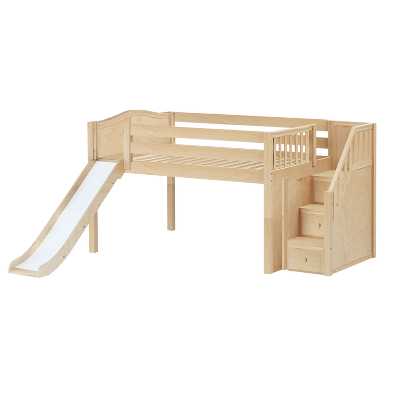 Maxtrix Full Low Loft Bed with Stairs + Slide