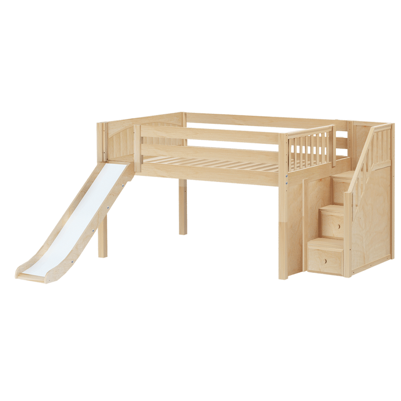 Maxtrix Full Low Loft Bed with Stairs + Slide