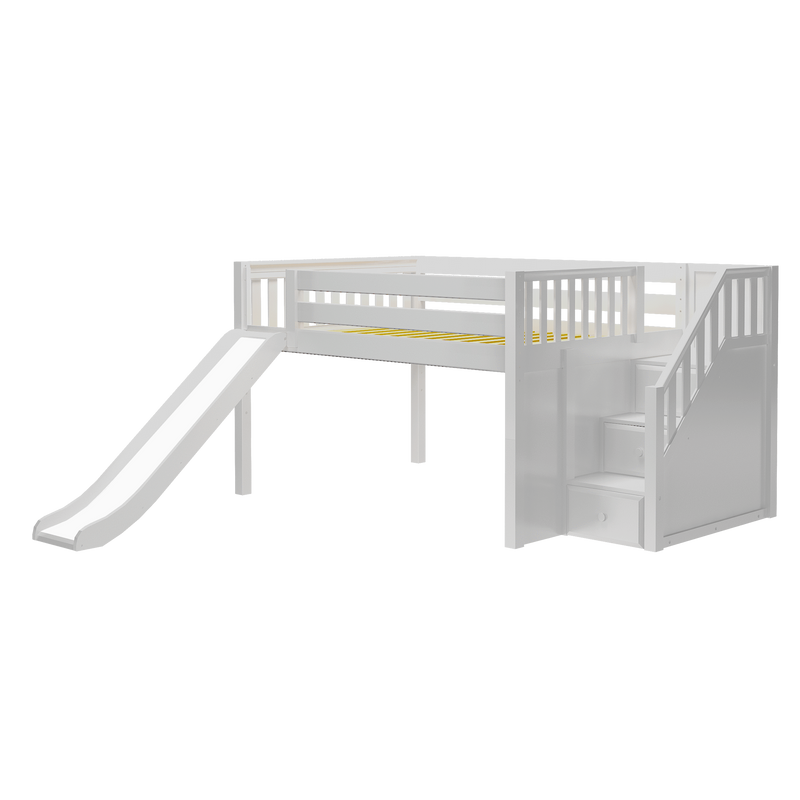 Maxtrix Full Low Loft Bed with Stairs + Slide