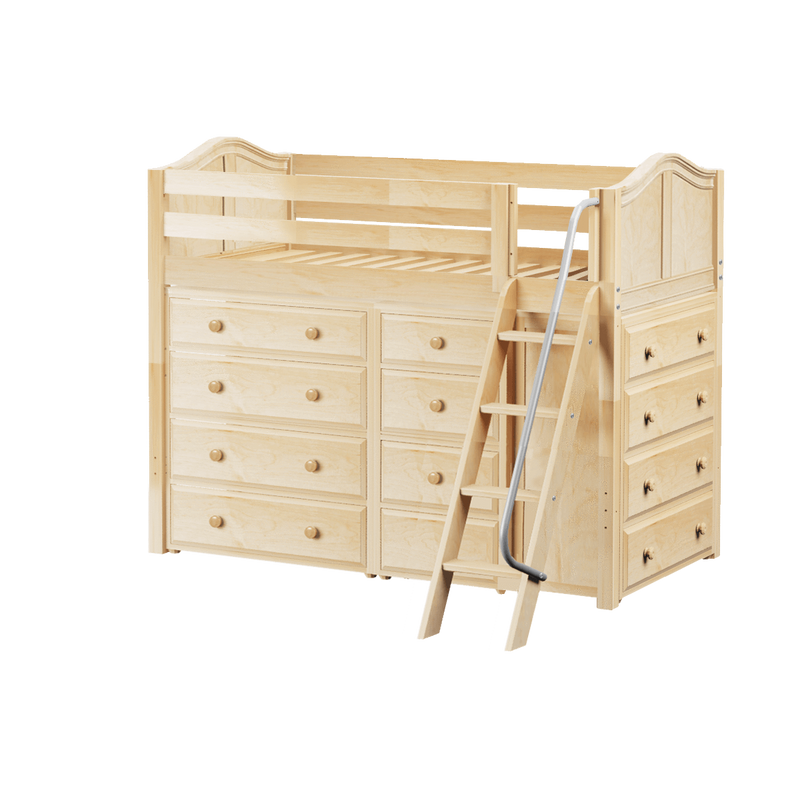 Maxtrix Twin Mid Loft Bed with Angled Ladder + Storage