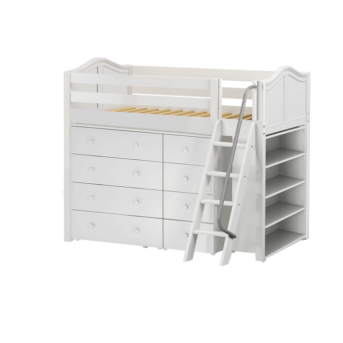 Maxtrix Twin Mid Loft Bed with Ladder + Storage - Closeout!