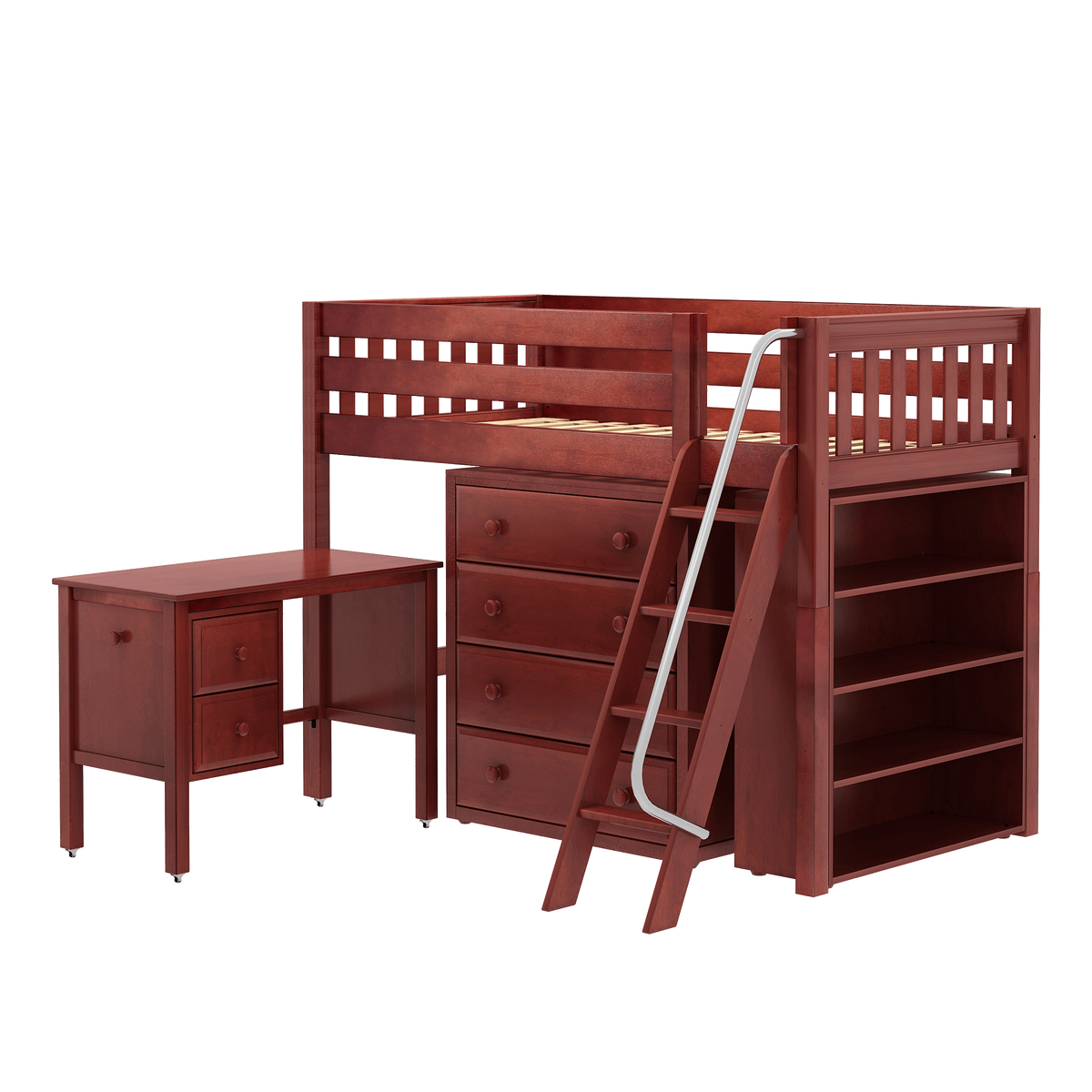 Maxtrix Twin Mid Loft Bed with Angled Ladder, Storage + Desk — Cozy ...