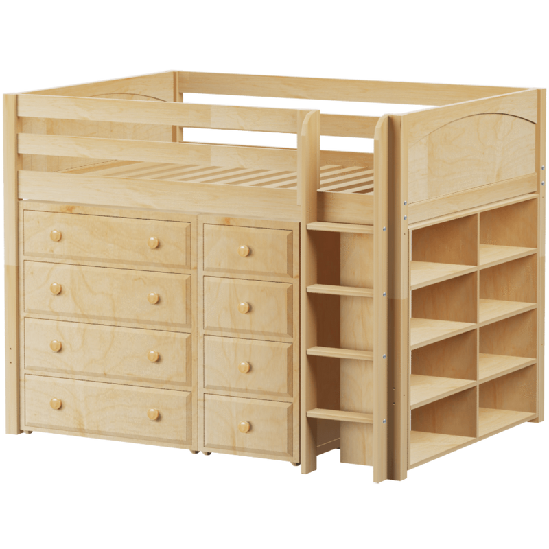 Maxtrix Full Mid Loft Bed with Straight Ladder + Storage