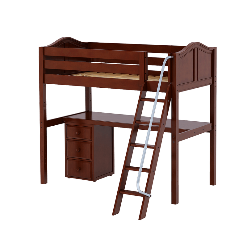 Maxtrix Twin High Loft Bed with Angled Ladder + Desk