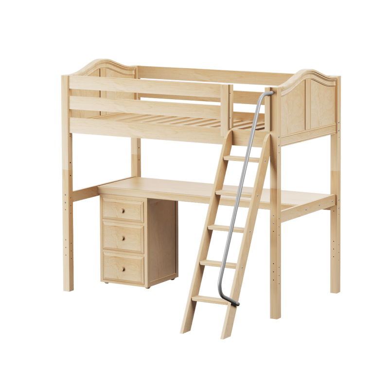 Maxtrix Twin High Loft Bed with Angled Ladder + Desk